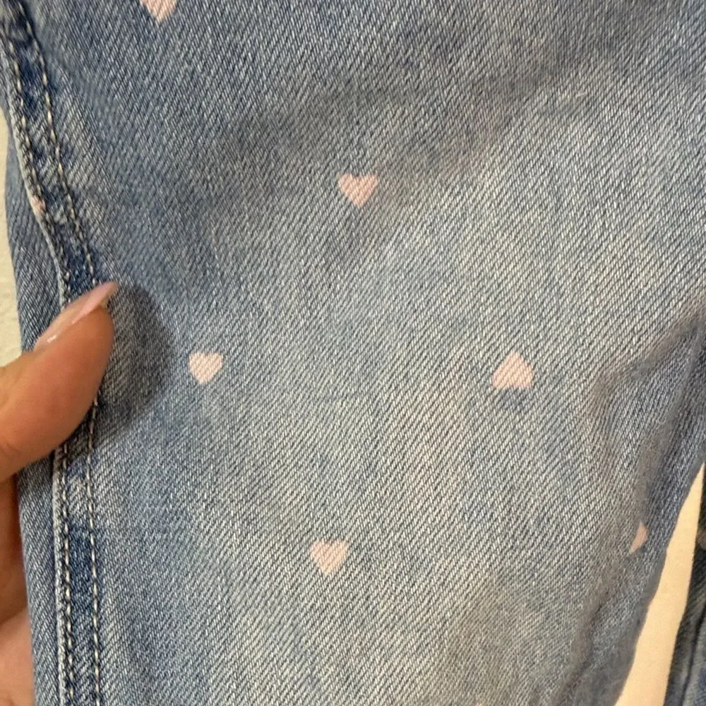 OshKosh B'gosh Blue Denim Overalls with Pink Hearts